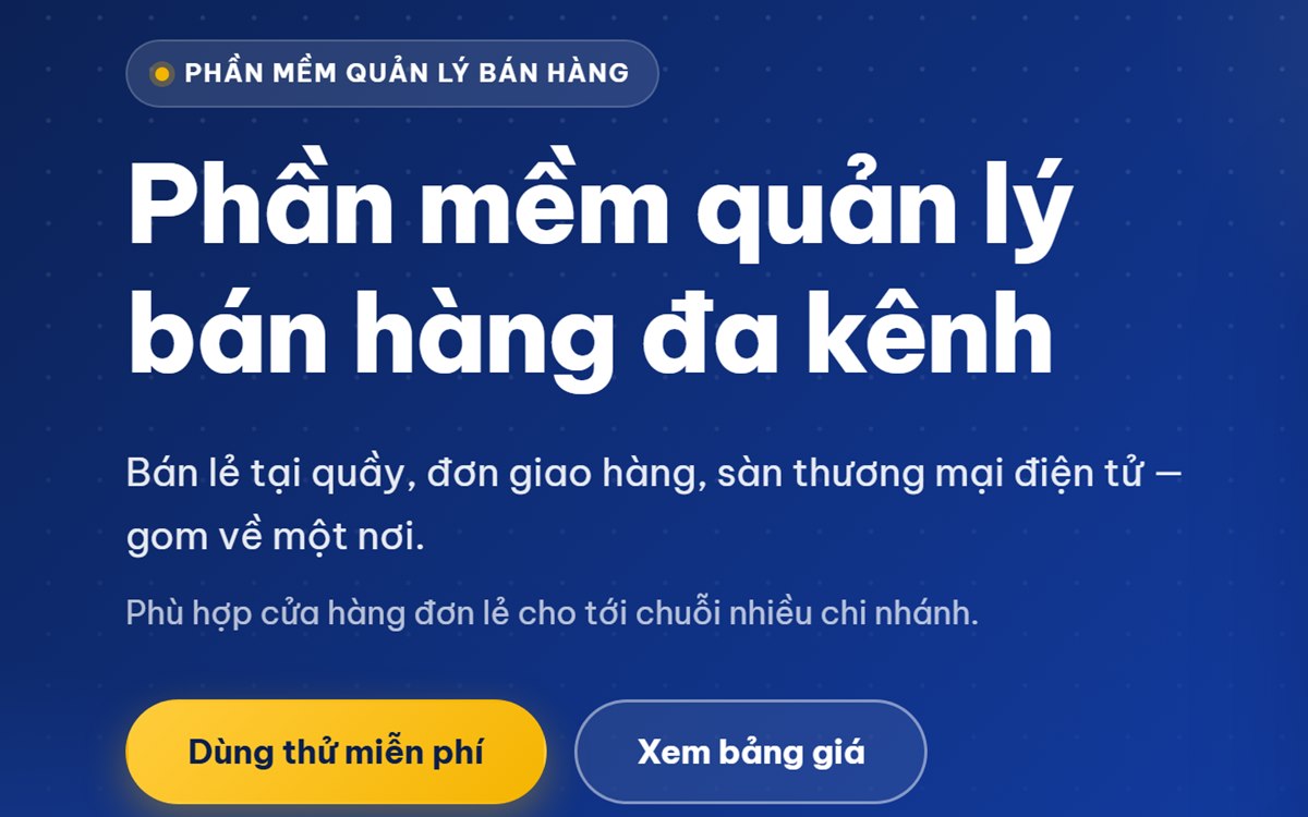 Screenshot of the donloc.vn homepage headline: multichannel sales management software